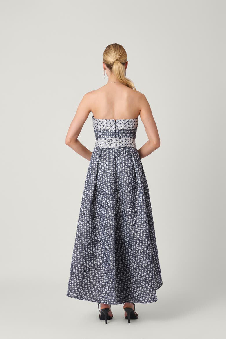 Trinity Jacquard Ellison Dress, Alternate, color, Silver/Indigo