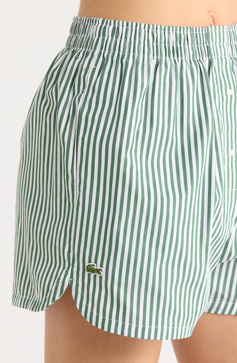 Lacoste Loungewear Stripe Two-Piece Pajama Set, Alternate, color, Green/ White