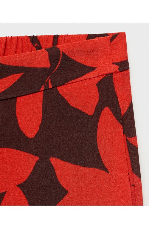 Mango Flowy Print Straight Leg Pants In Red