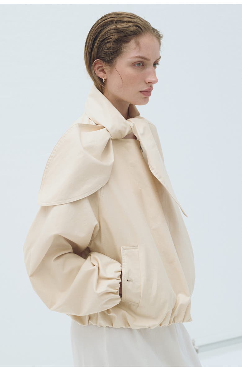 H&M Linen-blend jacket with scarf collar, Alternate, color, 