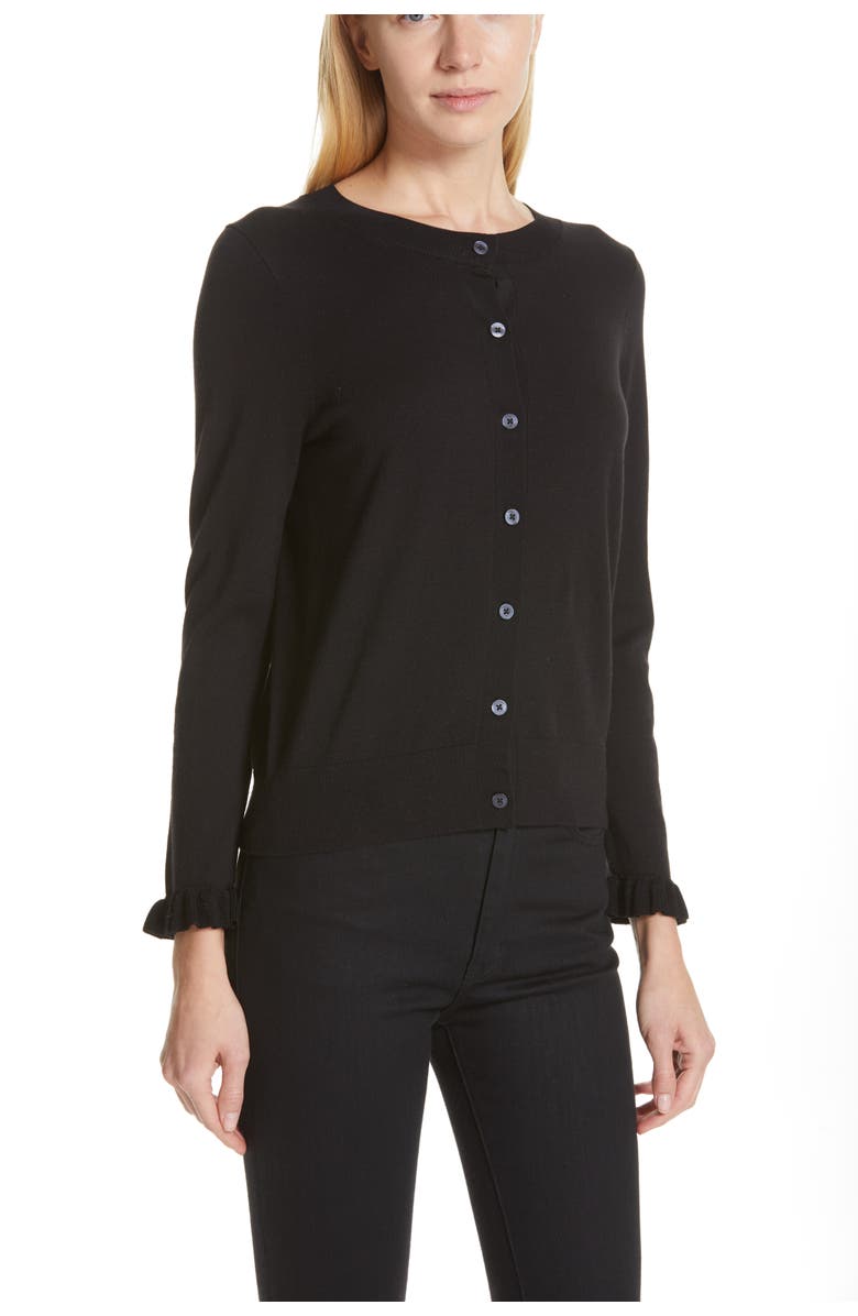 Kate Spade New York ruffle cardigan, Alternate, color, 