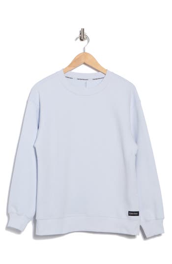 Calvin Klein Performance Logo Patch Fleece Sweatshirt In Blue