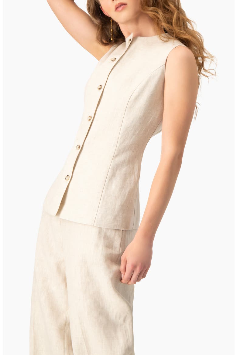 Linen Tailored Vest, Alternate, color, Sand