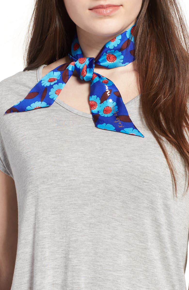 Kate Spade New York tangier floral silk skinny scarf, Main, color,
