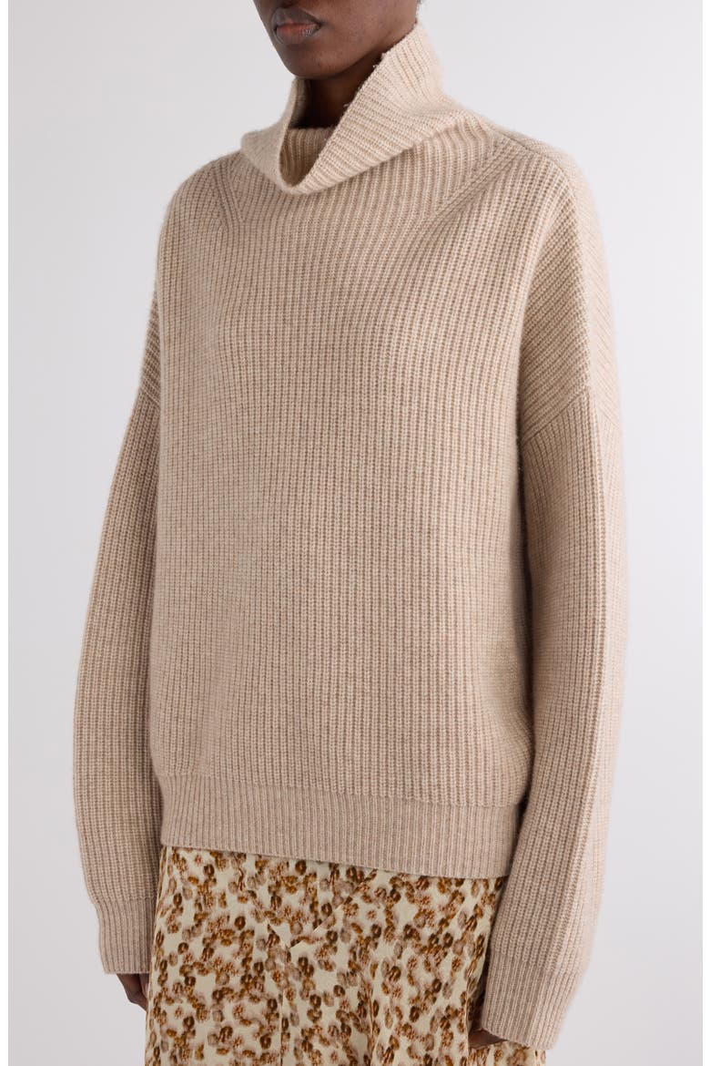 Brooke Merino Wool & Cashmere Funnel Neck Sweater, Alternate, color, BEIGE