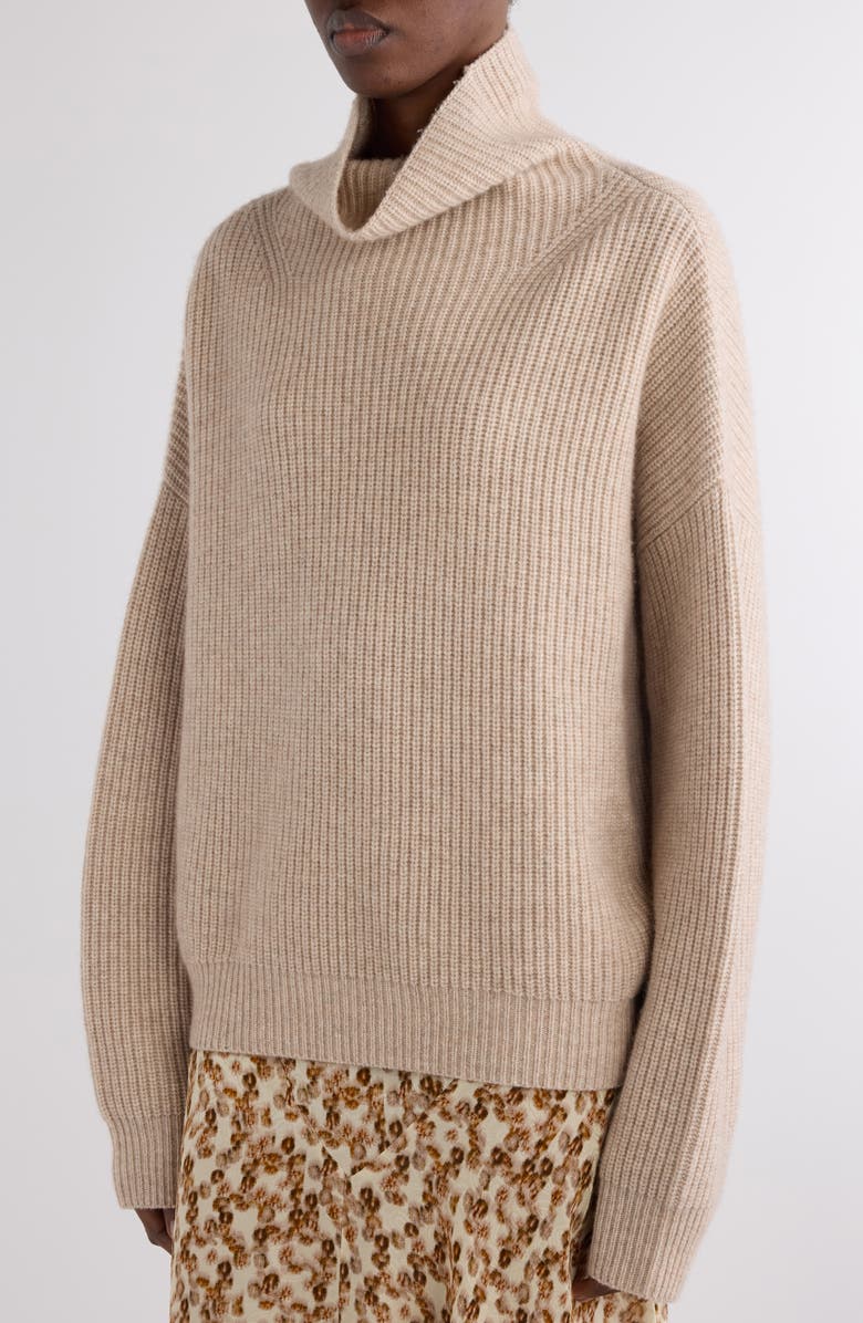 Isabel Marant Brooke Merino Wool & Cashmere Funnel Neck Sweater, Alternate, color, Beige
