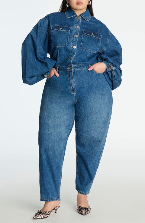 Barrel Leg Denim Jumpsuit