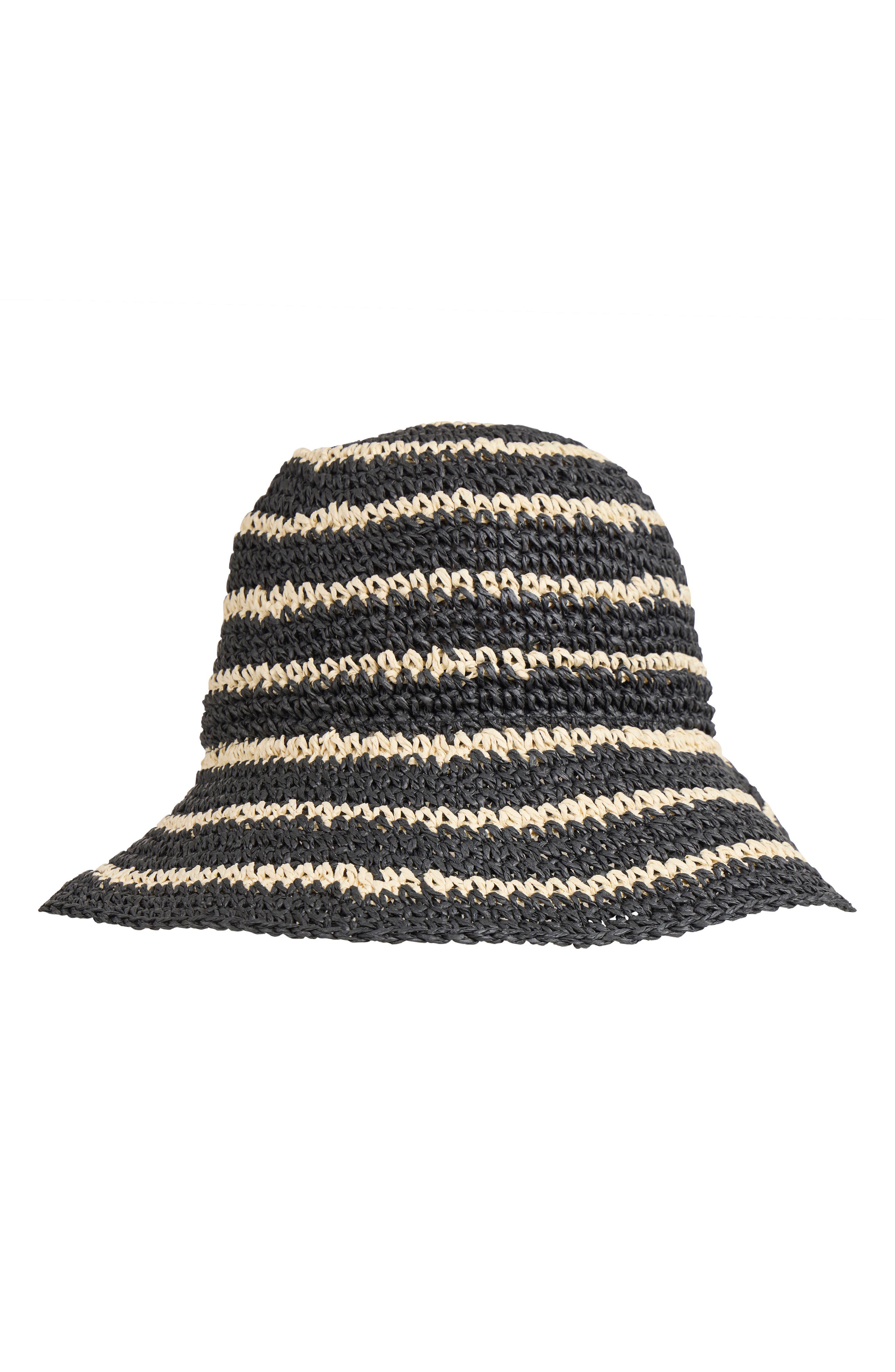 Stripe Crochet Straw Bucket Hat