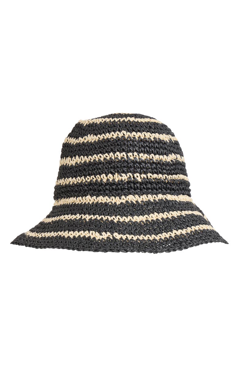 Bruno Magli Stripe Crochet Straw Bucket Hat, Main, color,