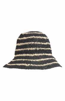Stripe Crochet Straw Bucket Hat