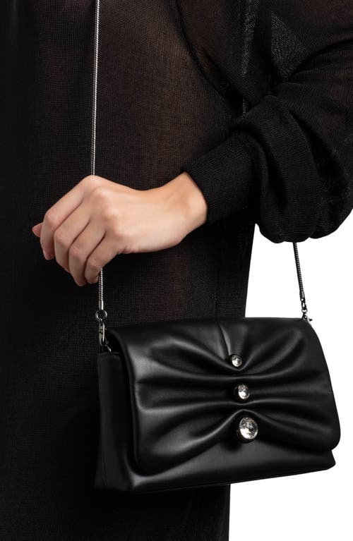 Shop Alexis Bittar Ruched Crystal Molten Leather Clutch In Black
