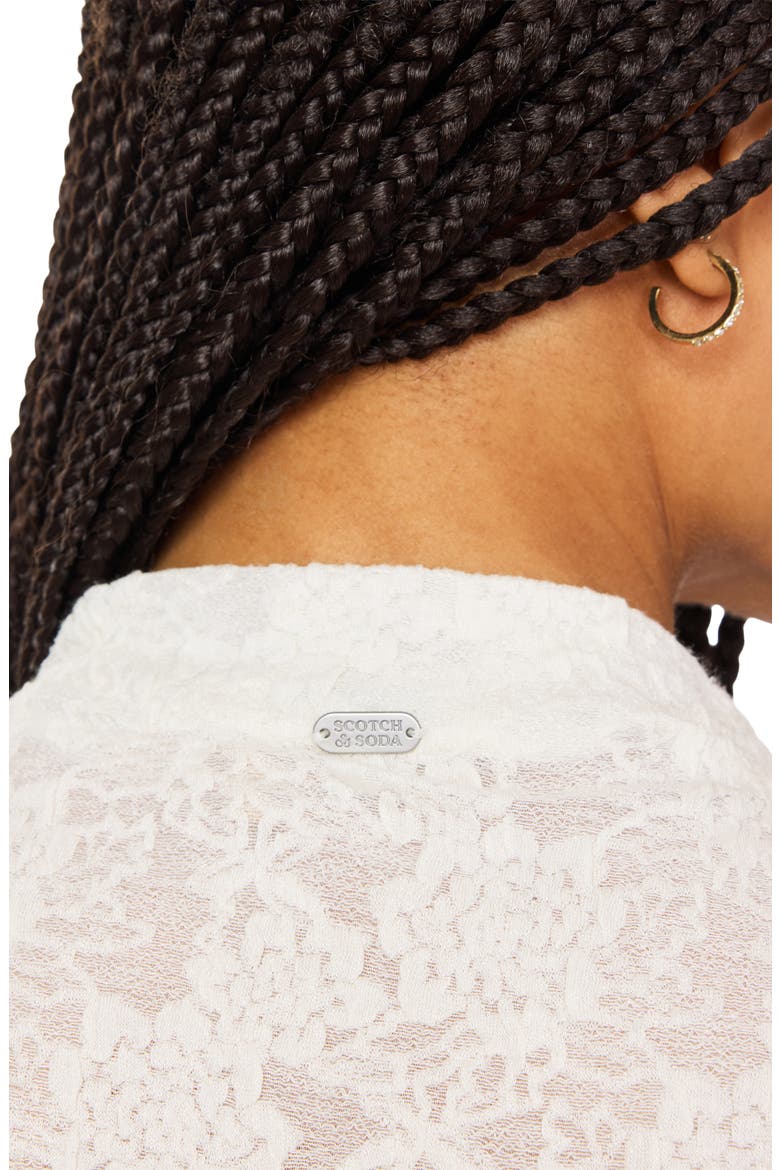 Cap Sleeve Dolman Mock Neck Lace Top, Alternate, color, ANTIQUE WHITE