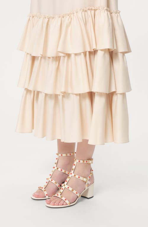 Shop Valentino Garavani Rockstud Slide Sandal In Ivory/red