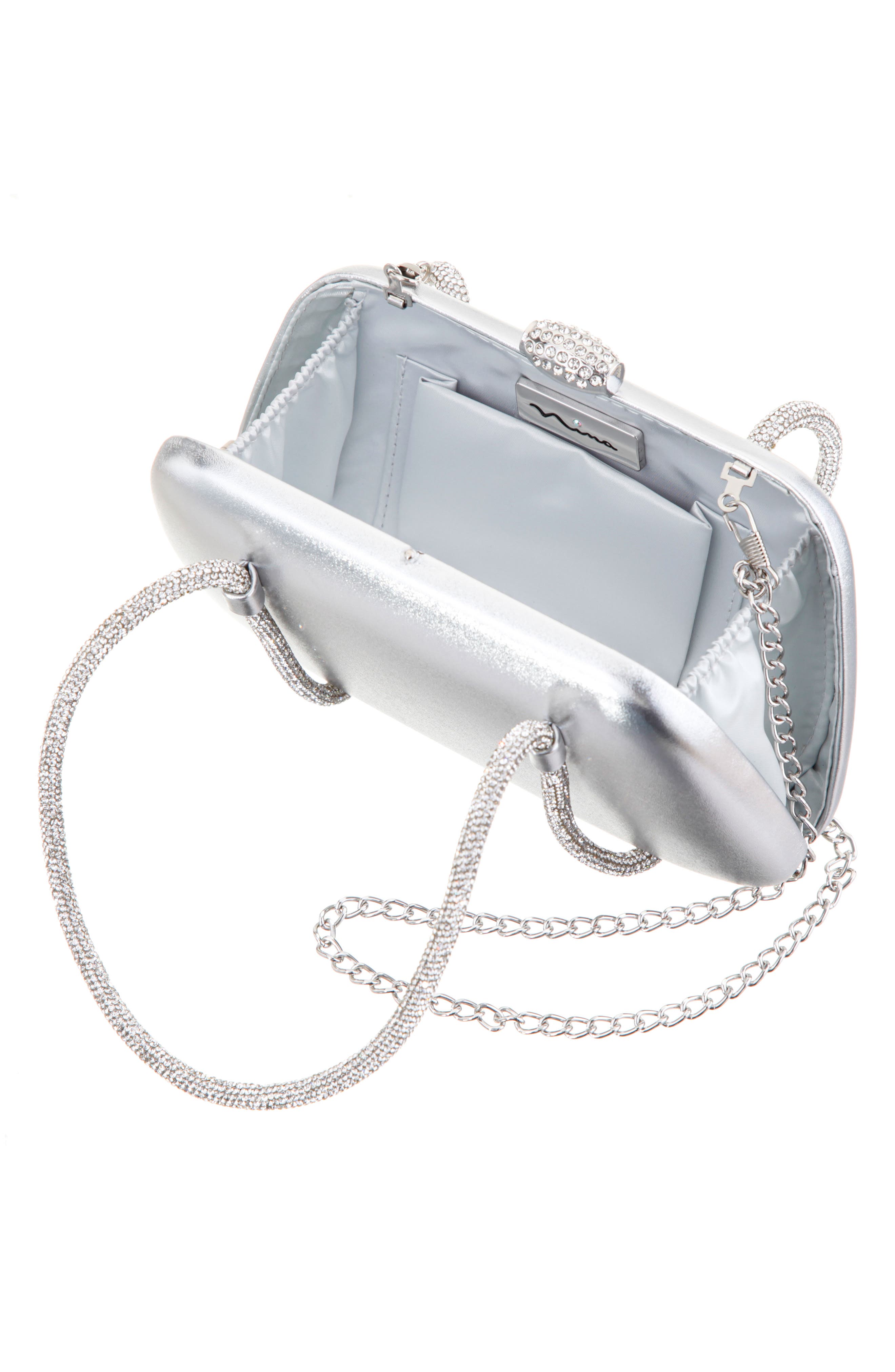 Nina Camara Frame Clutch, Alternate, color, Silver