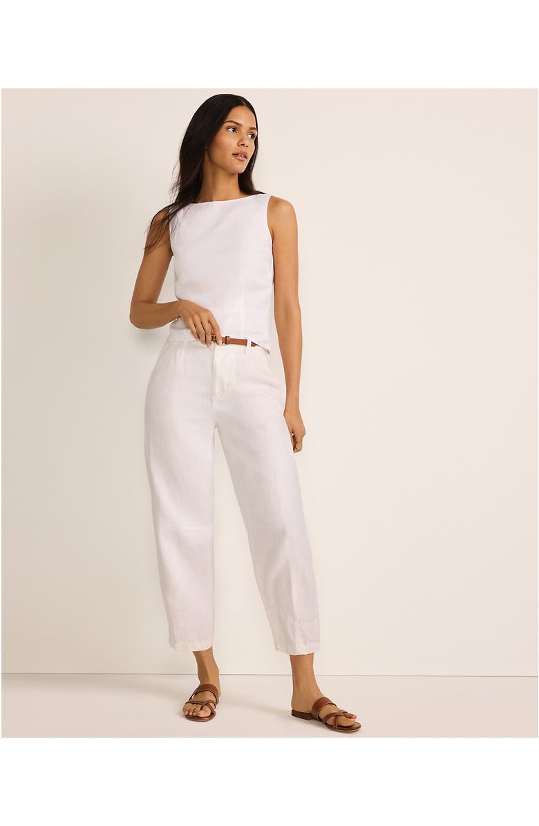 Lands' End Linen High Rise Pleated Barrel Leg Pants, Alternate, color, White