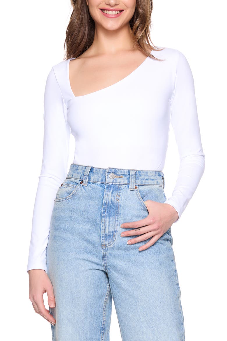 Diagonal Neck Long Sleeve Top, Main, color, SUGAR