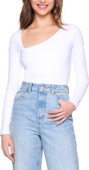 Susana Monaco Diagonal Neck Long Sleeve Top