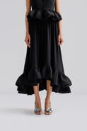 Malina Adriana Frilled Hem Midi Skirt