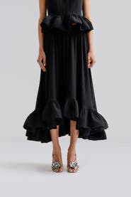 Malina Adriana Frilled Hem Midi Skirt