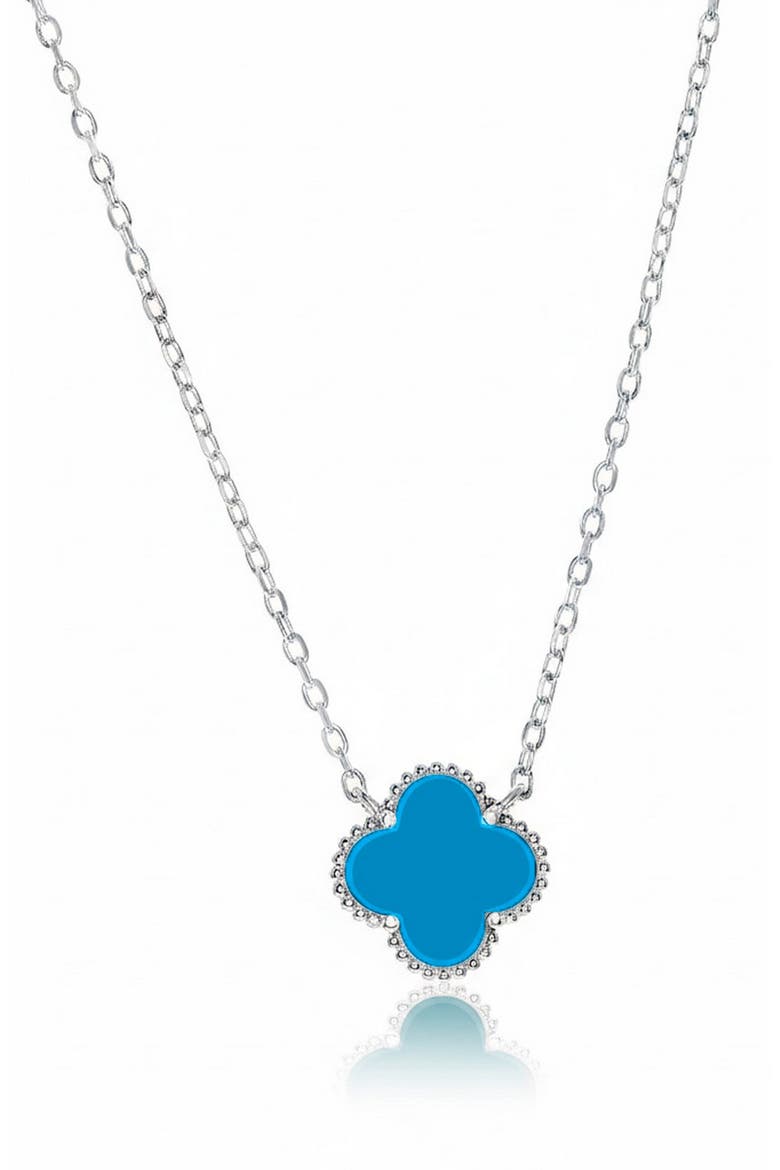 Sterling Silver Flower Pendant Necklace, Main, color, BLUE/ SILVER