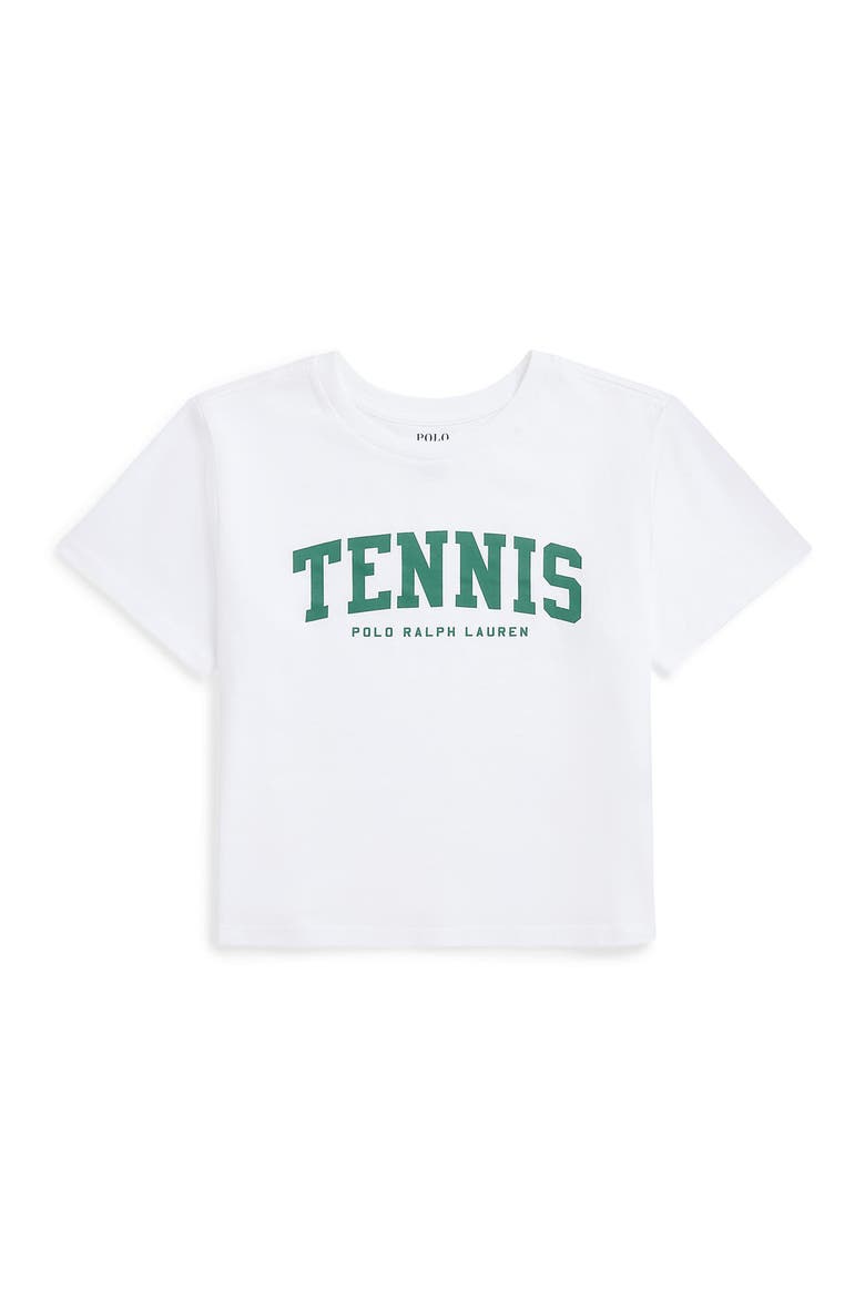 Kids' Tennis Cotton Graphic T-Shirt, Main, color, WHITE