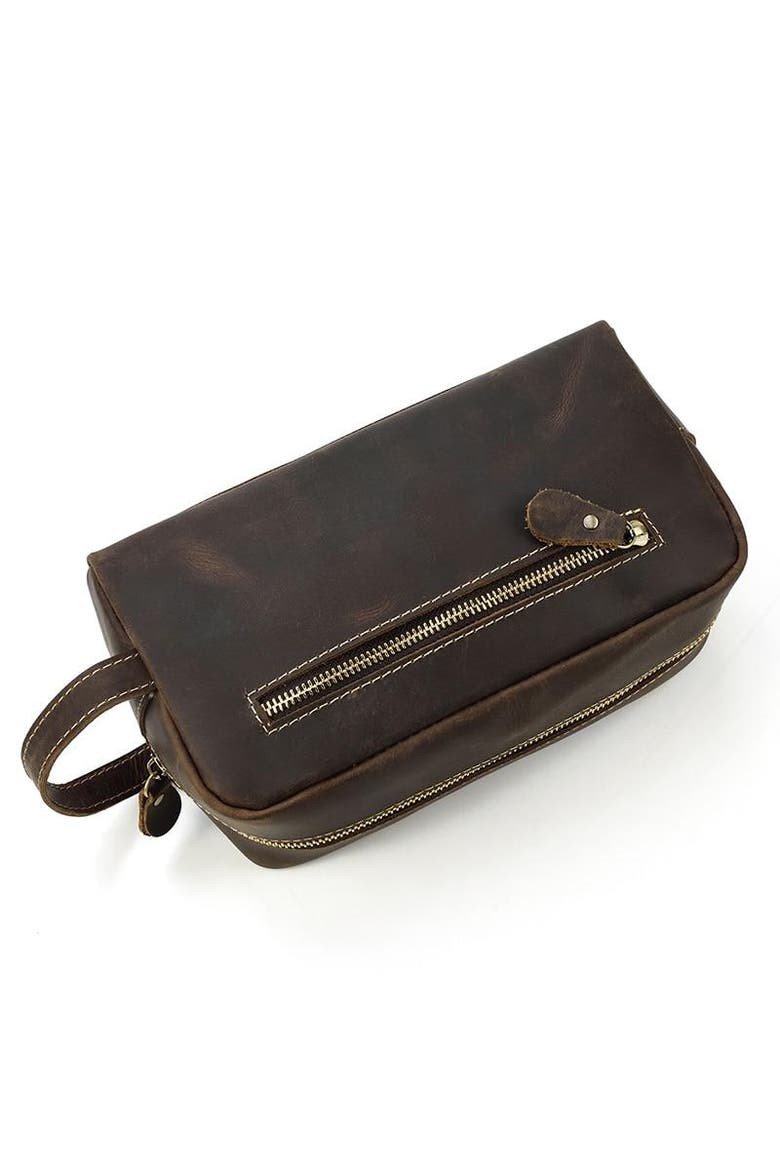The Wanderer Toiletry Bag | Genuine Leather Toiletry Bag, Alternate, color, Dark Brown