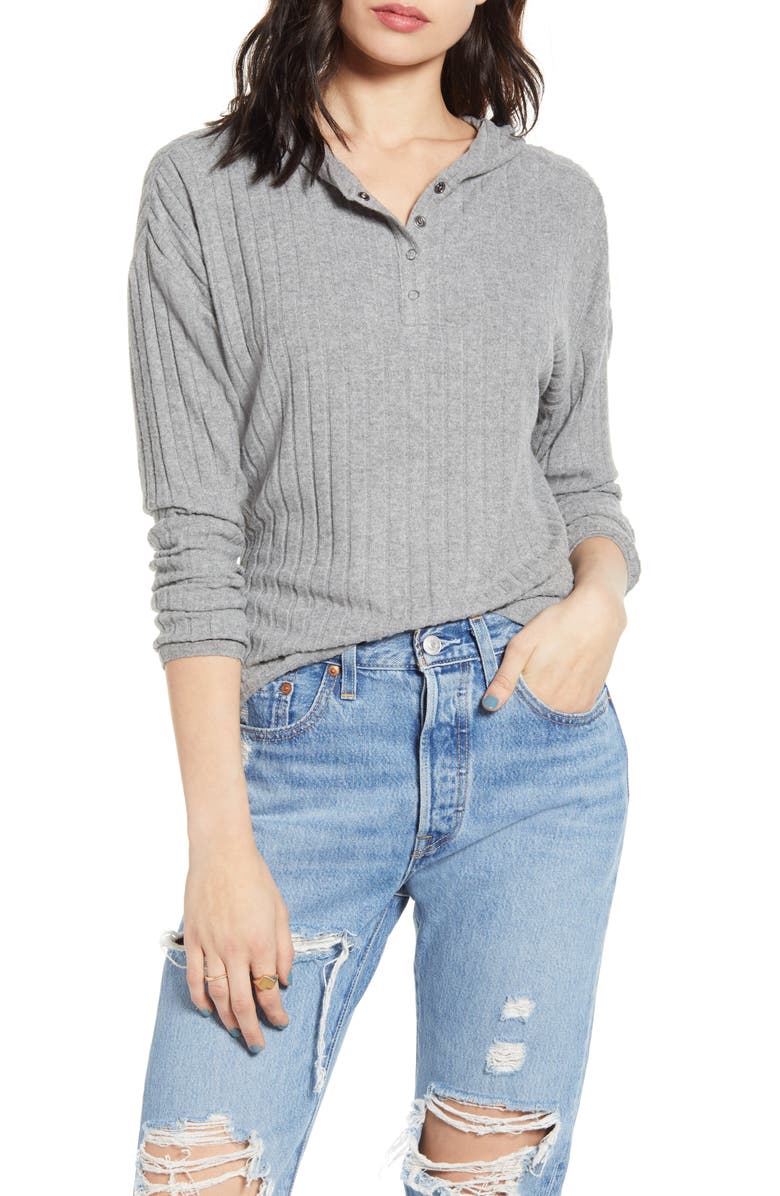 Ten Sixty Sherman Ribbed Hooded Henley, Main, color,