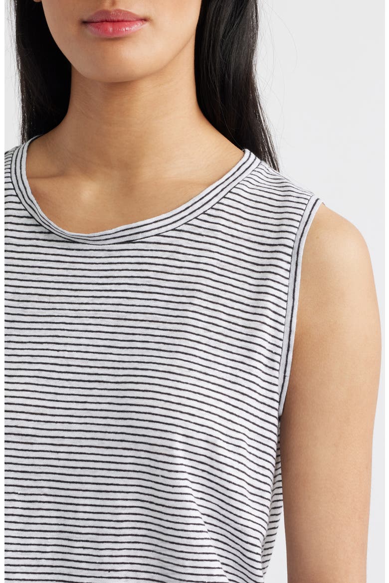 Stripe Crewneck Organic Linen Tank, Alternate, color, WHITE/ BLACK