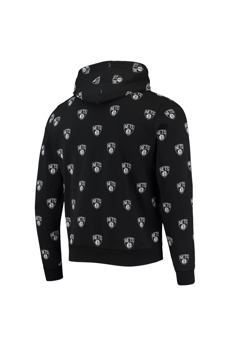 Unisex The Wild Collective Black Brooklyn Nets Allover Logo Pullover Hoodie, Alternate, color, Black