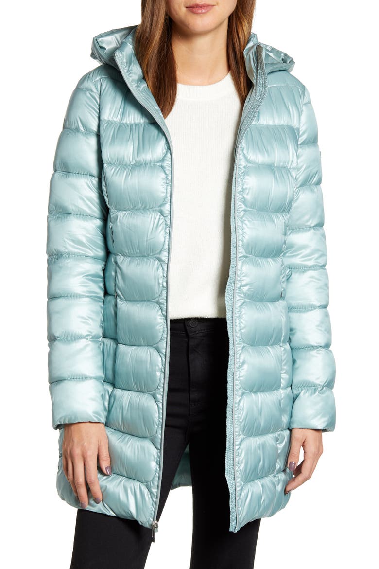 Three-Quarter Packable Puffer Jacket, Main, color, SEAFOAM