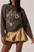 ASTR the Label Conetta Floral Fuzzy Sweater