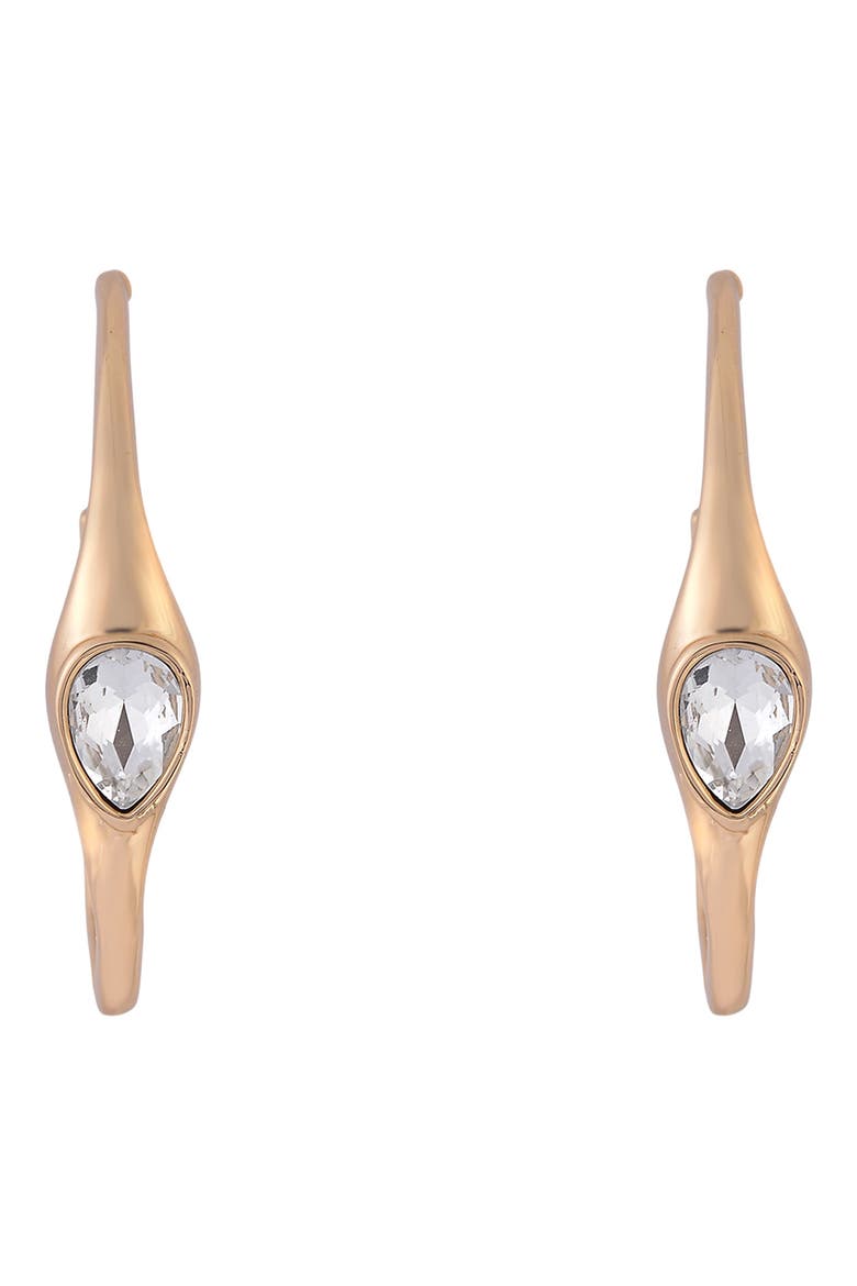 Crystal Teardrop Hoop Earrings, Alternate, color, GOLD