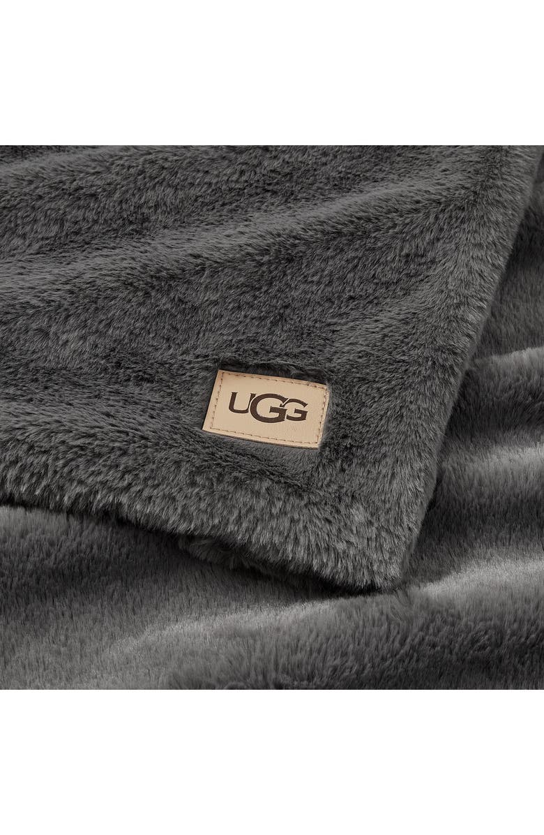 UGG<sup>®</sup> Marcella Faux Fur Throw Blanket, Alternate, color, Charcoal
