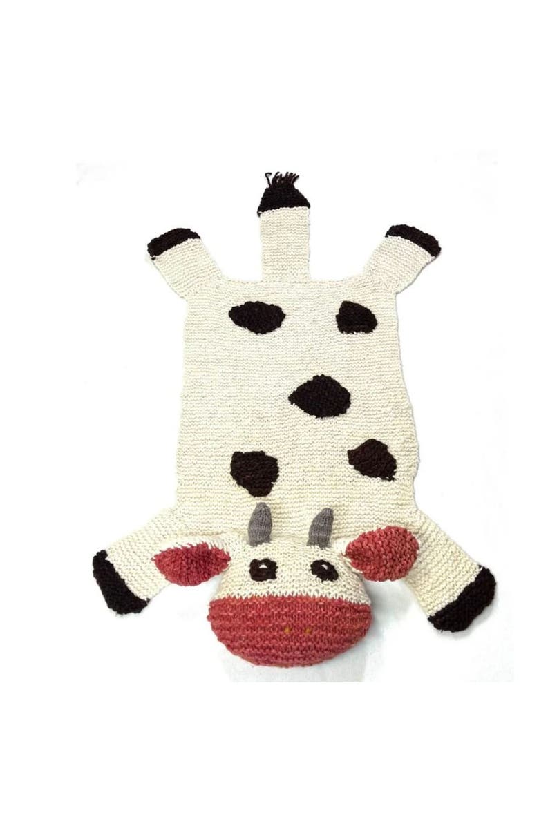 Finn + Emma Organic Wool Play Mat + Nursery Rug | Cow, Main, color, White