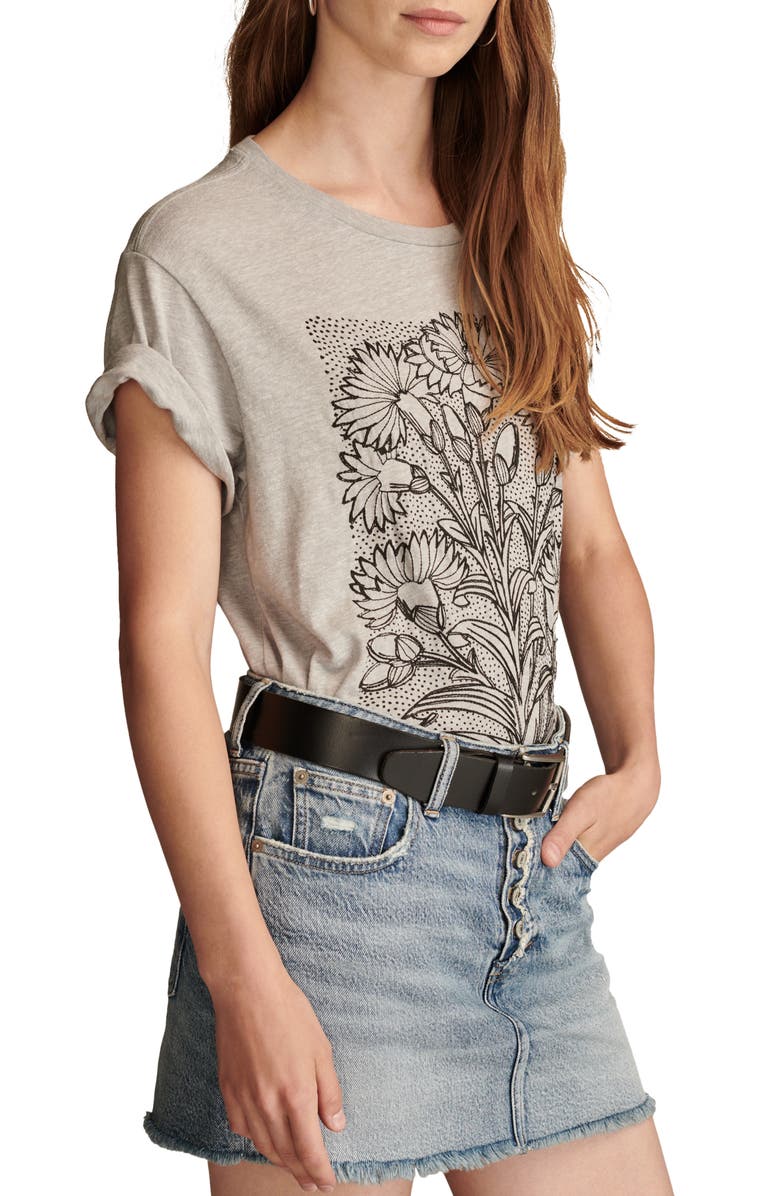 Lucky Brand Floral Embroidered Oversize T-Shirt, Alternate, color, 