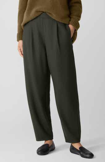 Pleated Wool Lantern Ankle Pants