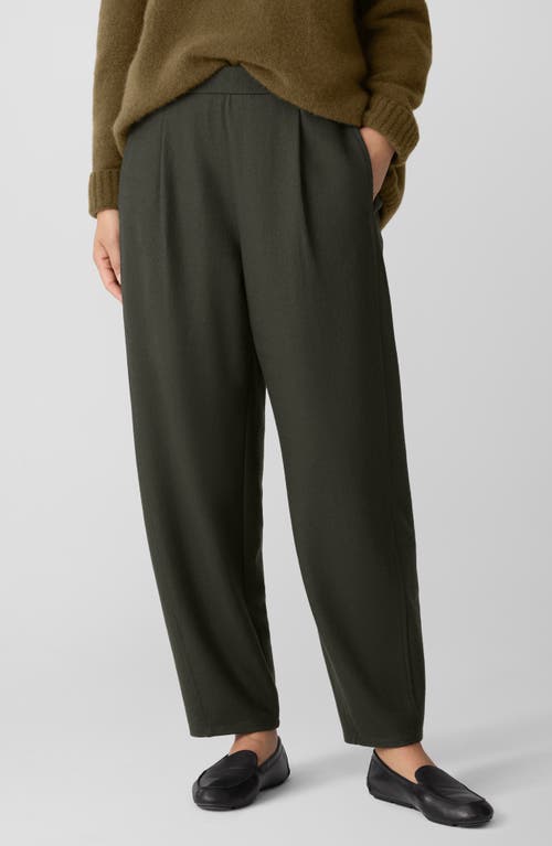 Eileen Fisher Pleated Wool Lantern Ankle Pants In Green