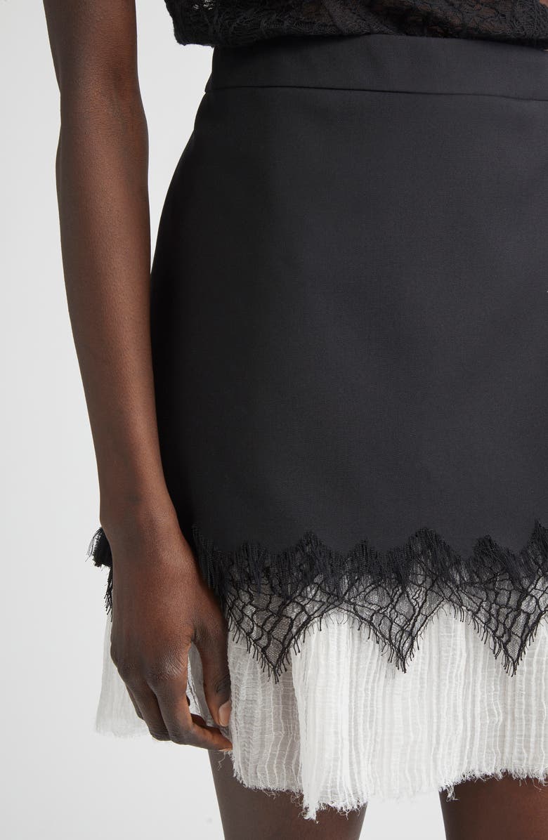McQueen Cobweb Lace Wool Gabardine Miniskirt, Alternate, color, Black