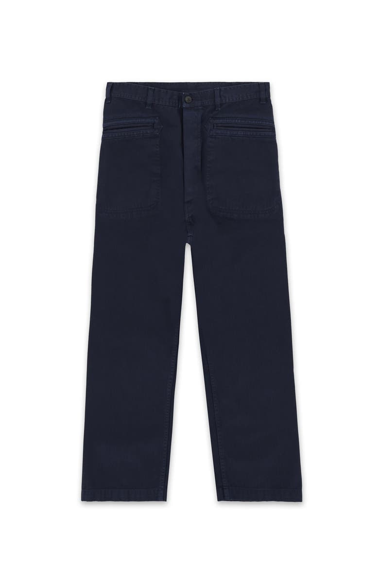 Herringbone Cotton Trousers, Main, color, Blue