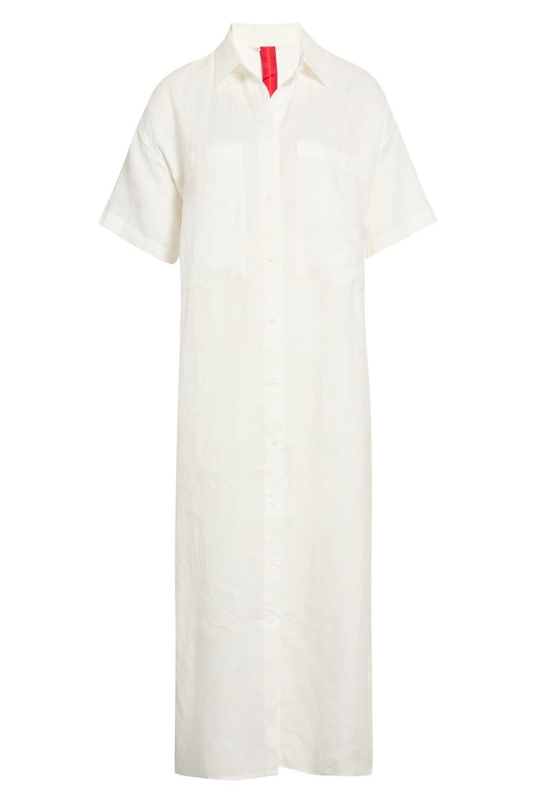 Getaway Linen Shirt Dress Cover-Up, Alternate, color, COCONUT WHITE