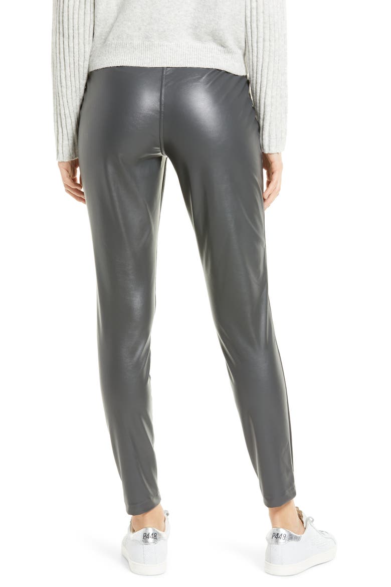 Faux Leather Leggings, Alternate, color, DARK GREY