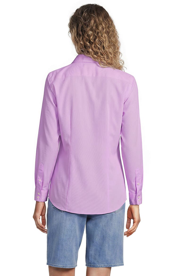 Petite No Iron Button Front Shirt, Alternate, color, Aster Pink/White Micro Stripe
