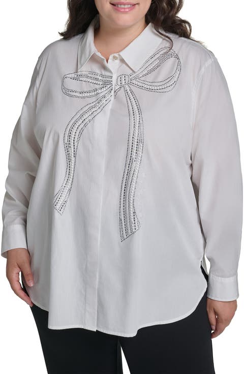 Crystal Bow Cotton Poplin Shirt