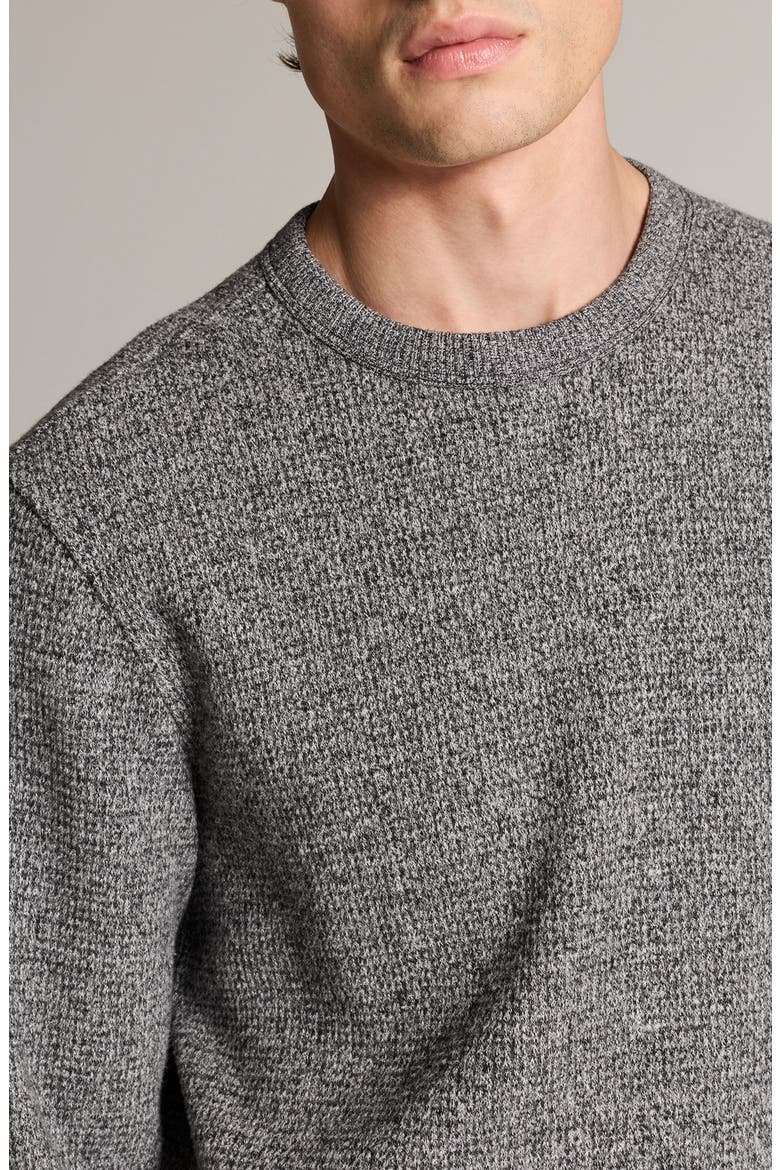 Brushed Waffle Crewneck Sweater, Alternate, color, HEATHER BLACK