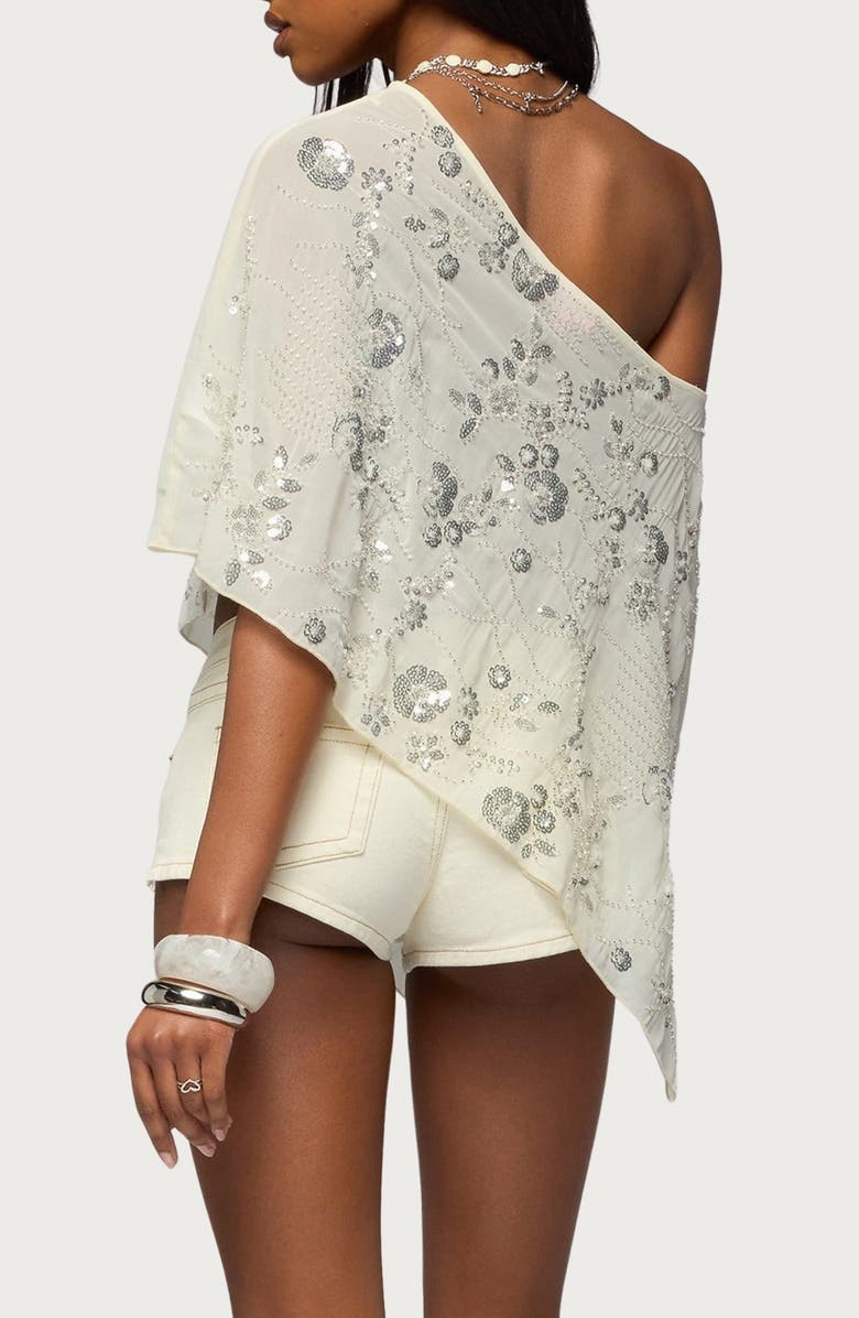 EDIKTED Triana Sequin Beaded Poncho, Alternate, color, 