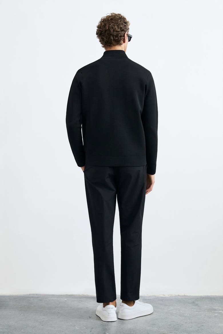 Men's Two-way Zip Mock Neck Knit Cardigan, Alternate, color, Black
