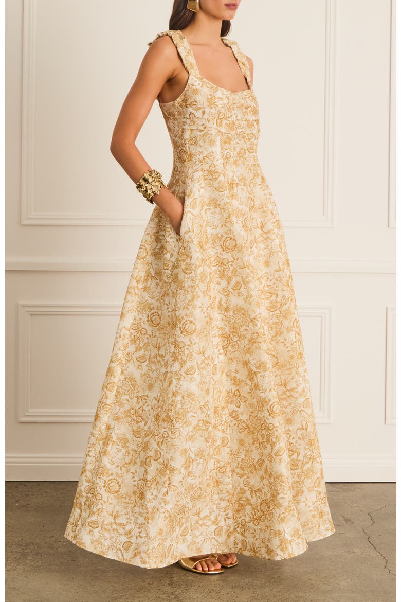 Pleated Front Adele Dress, Alternate, color, Gold