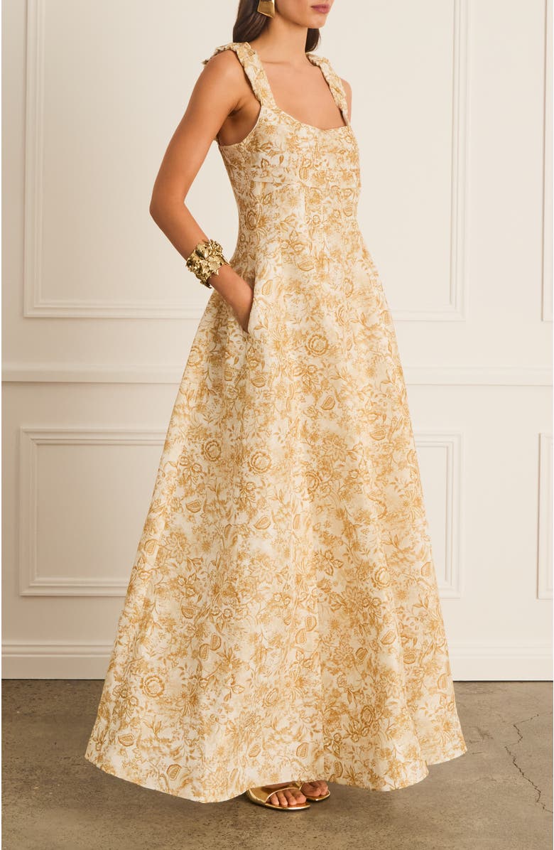 Aqua Blu Pleated Front Adele Dress, Alternate, color, Gold