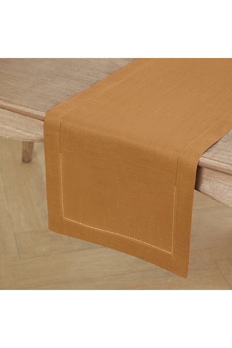 Linen Table Runner - Classic Hemstitch, Main, color, Brown Sugar