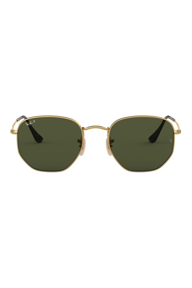 51mm Polarized Geometric Sunglasses, Main, color, GOLD/ GREEN POLAR